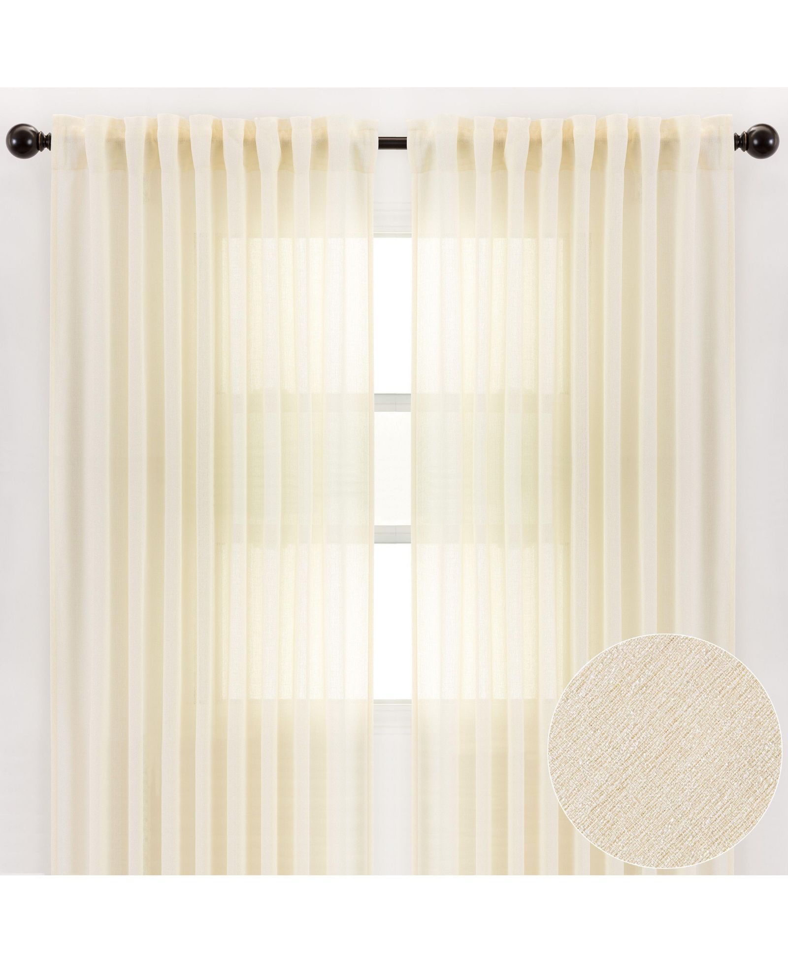 Шторы Chanasya 2-Panel Faux Belgian Flax Semi-Sheer Textured