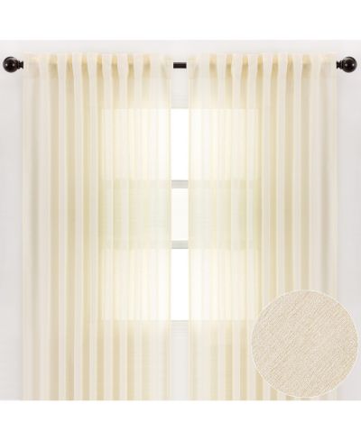 Шторы Chanasya 2-Panel Faux Belgian Flax Semi-Sheer Textured