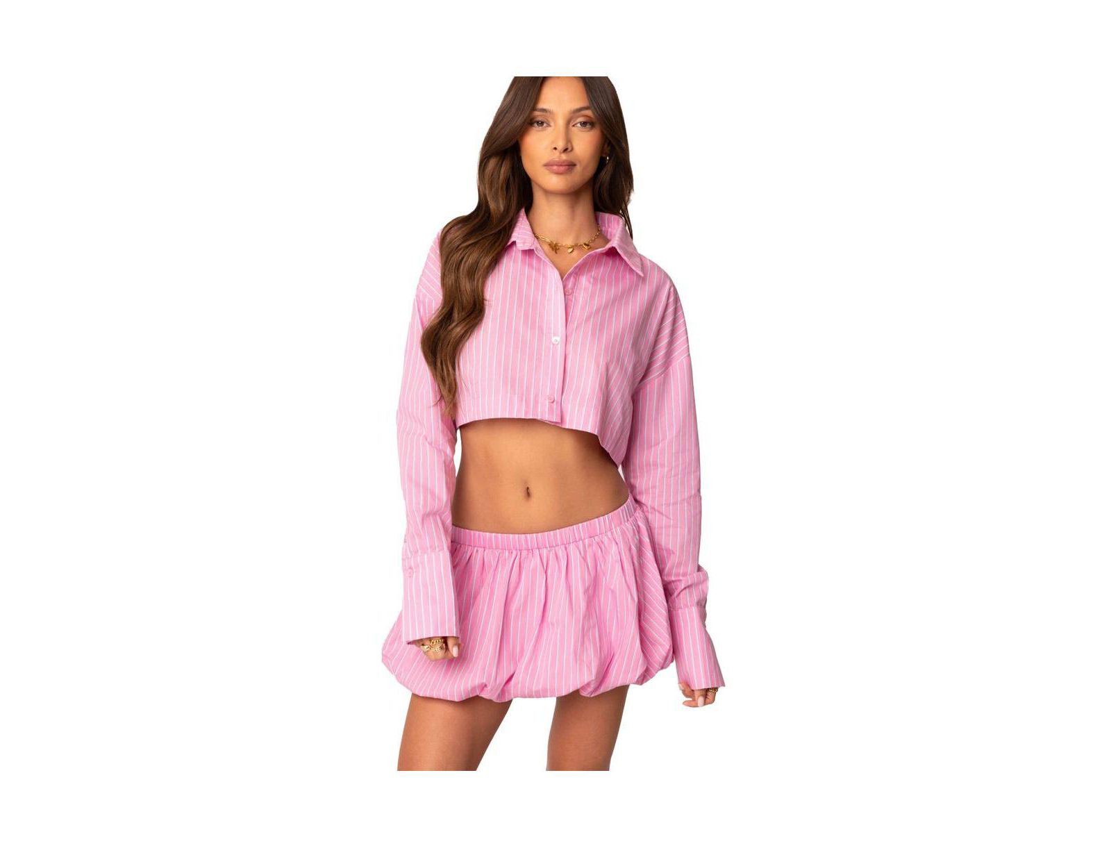 Женский укороченный рубашка Edikted Hila Pinstripe Button Up