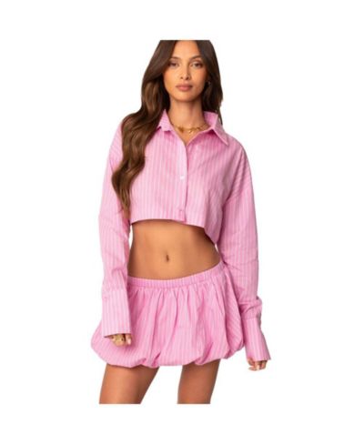 Женский укороченный рубашка Edikted Hila Pinstripe Button Up