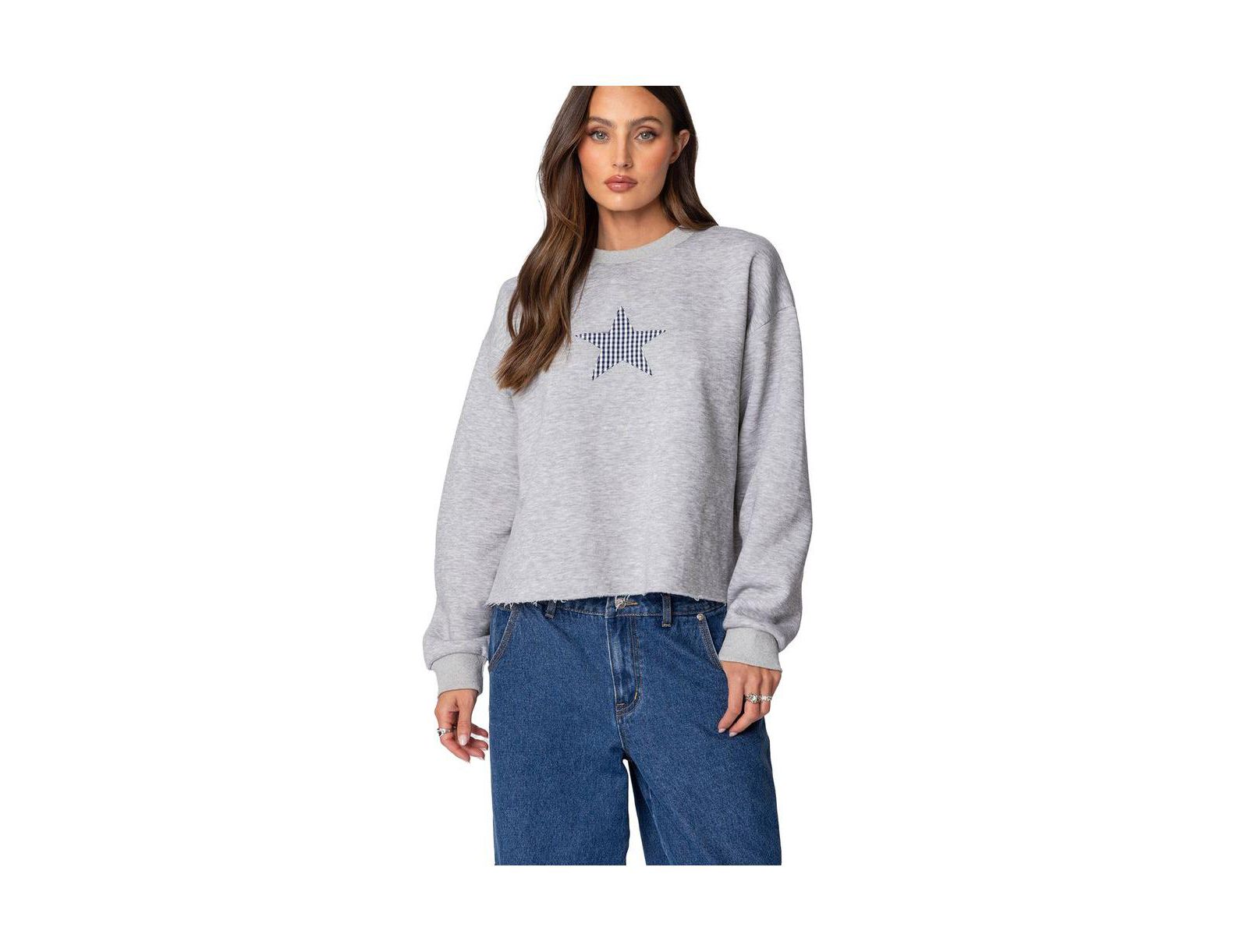Женский свитшот Edikted в клетку Gingham Star