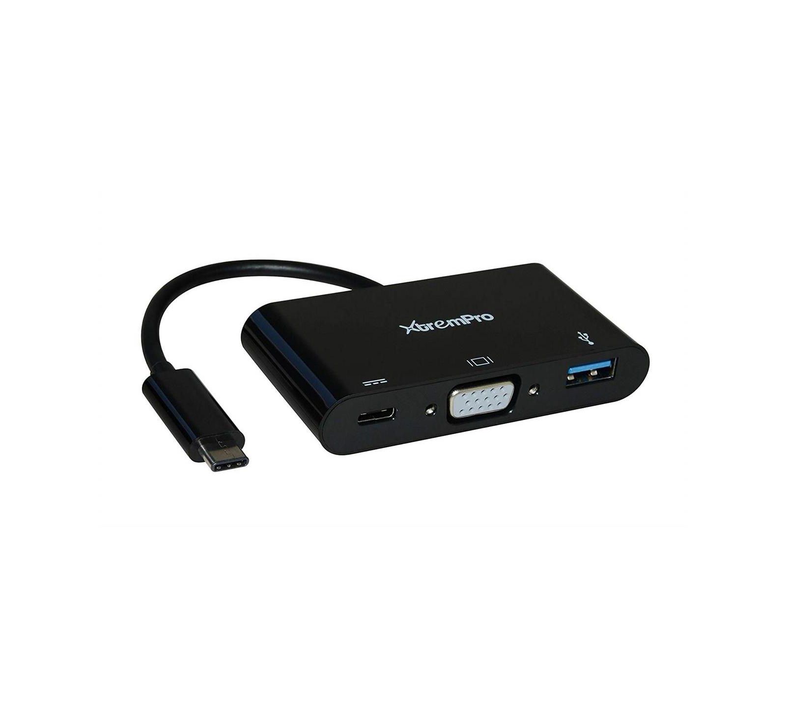 Xtrempro 41135 3-in-1 USB Type-C to VGA USB 3.0 Adapter for MacBook and Other USB-C Devices