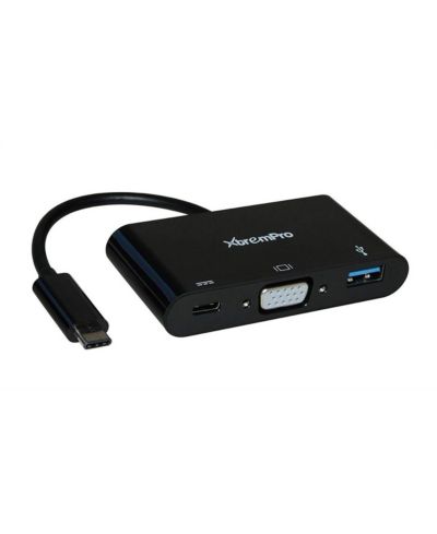 Адаптер Xtrempro 41135 3-in-1 USB Type-C на VGA USB 3.0 для MacBook, ноутбуков - Black