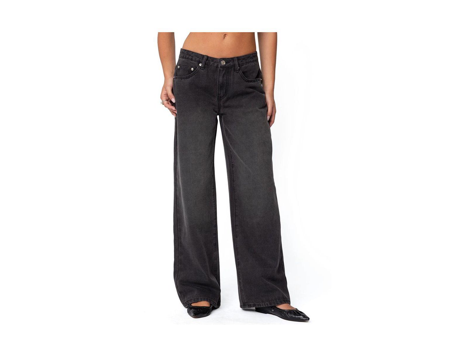 Edikted Women's 1980 Leopard Patch Low Rise Baggy Jeans