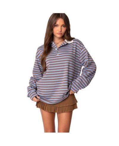 Женская рубашка Edikted Womens Stripey Oversized Collared