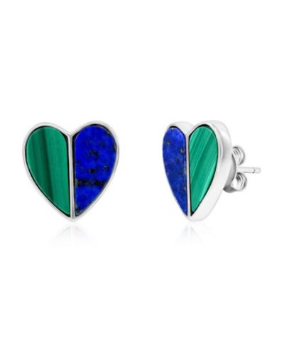 Caribbean Treasures Серьги-гвоздики с малахитом и лазуритом из Sterling Silver