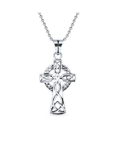 Bling Jewelry Protection Amulet Celtic Cross Pendant Necklace Oxidized Silver 20" Chain
