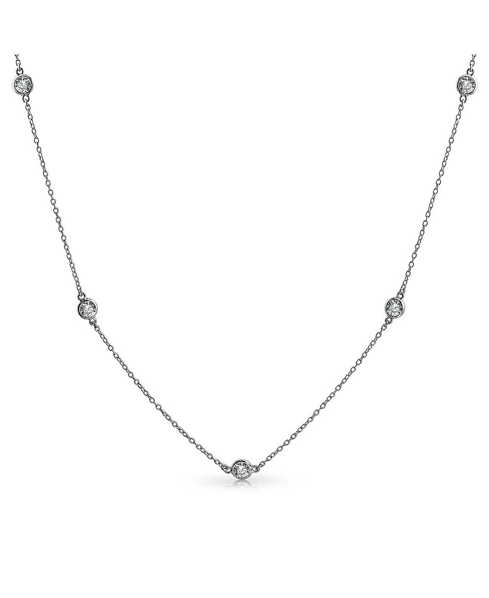 Ожерелье Bling Jewelry Minimalist Long CZ By The Inch Tin Cup Chain Gold Plated Sterling Silver