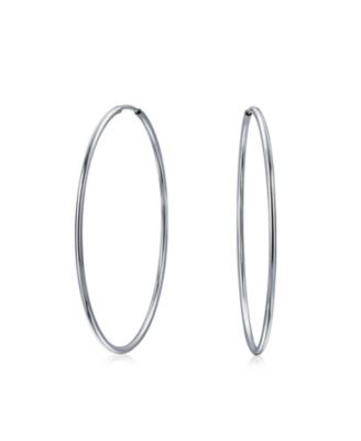 Серьги-кольца Bling Jewelry Thin Minimalist Hoop Huggie, Sterling Silver