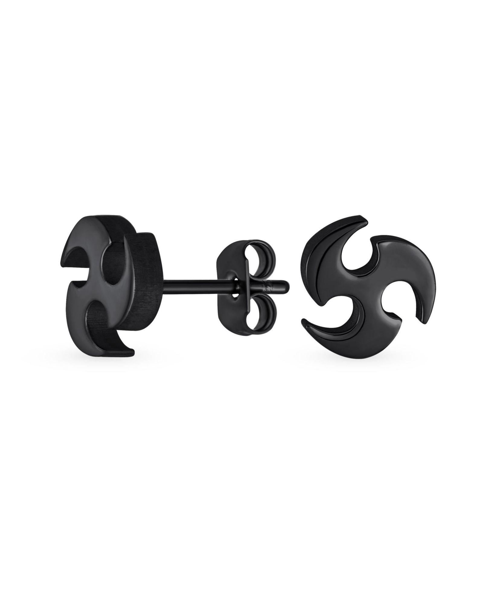 Серьги-гвоздики Bling Jewelry Swirl Ninja Star Black Tone Stainless Steel