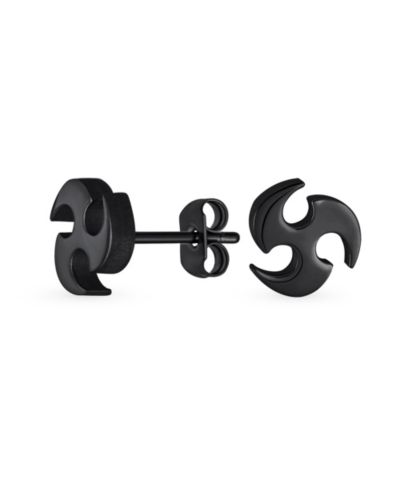 Серьги-гвоздики Bling Jewelry Swirl Ninja Star Black Tone Stainless Steel
