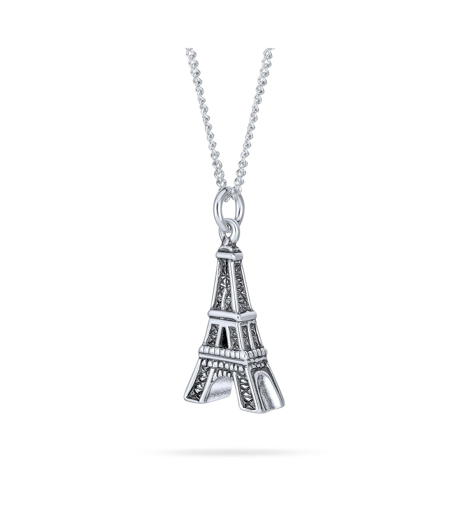 Подвеска-ожерелье Bling Jewelry French Vacation Cz Accent Dangling Paris France Eiffel Tower из стерлингового серебра.925