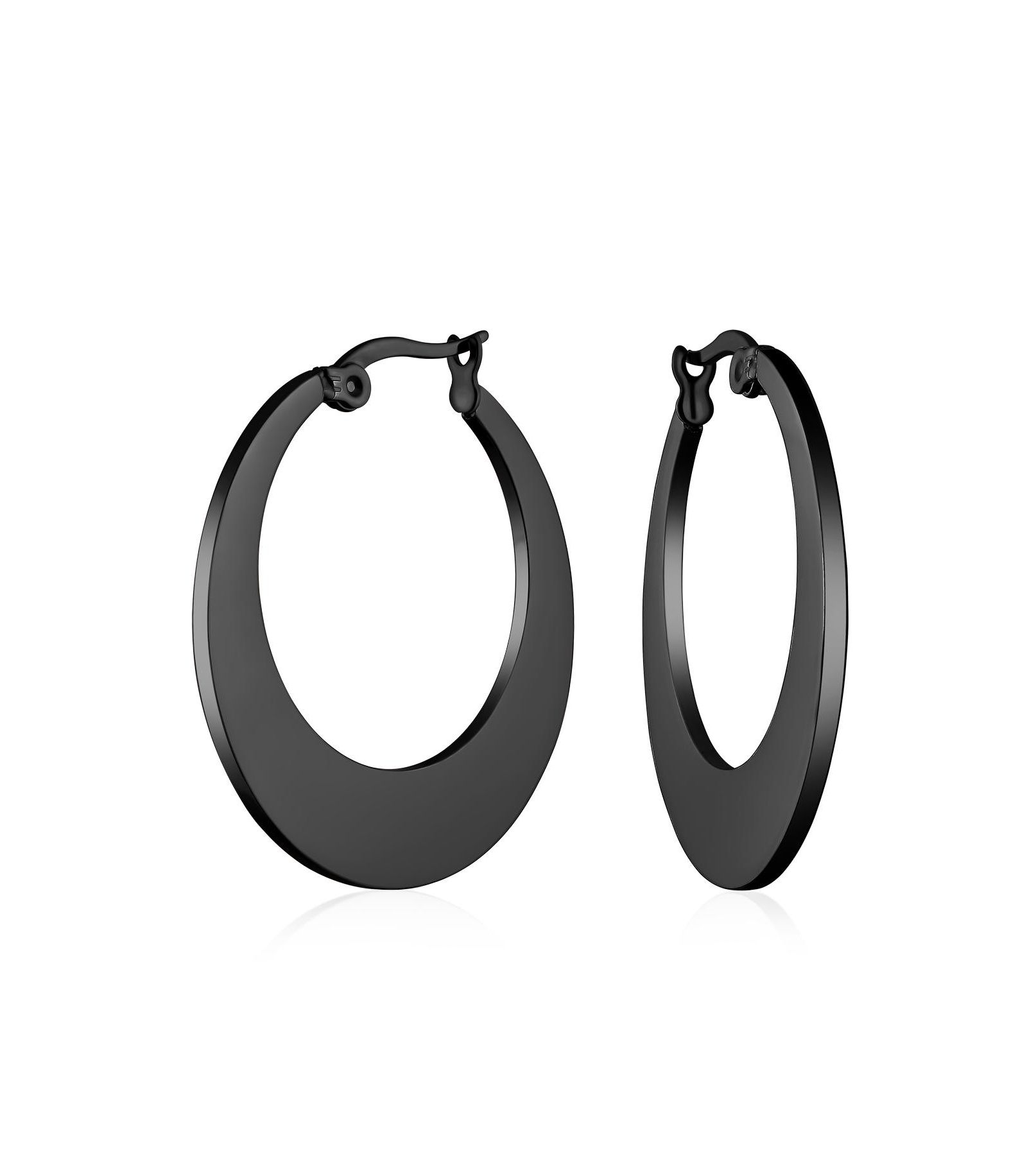 Серьги-кольца Bling Jewelry Big Flat Oval Black IP Rose Gold Plated Stainless Steel 1.25 Inch