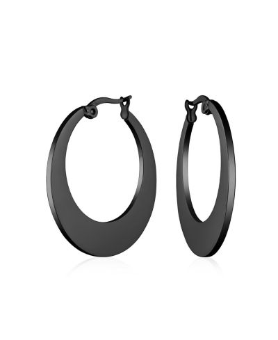 Серьги-кольца Bling Jewelry Big Flat Oval Black IP Rose Gold Plated Stainless Steel 1.25 Inch