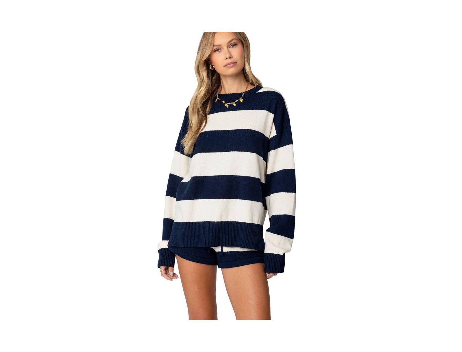 Женский объемный полосатый свитер Edikted Riley Oversized