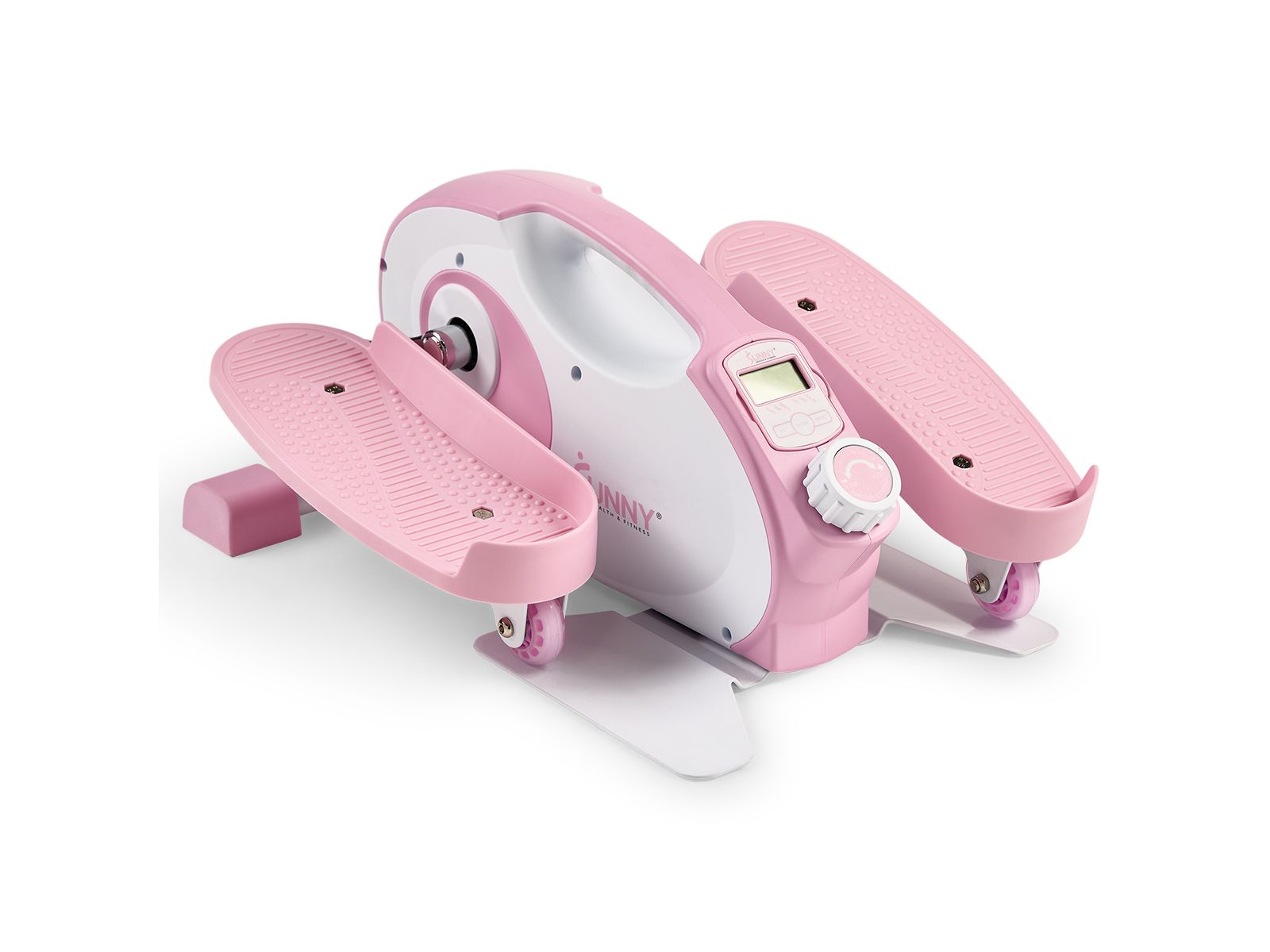 Sunny Health & Fitness Smart Pink Under-Desk Elliptical Trainer, Mini Pedal Exerciser with Bluetooth Link to Free SunnyFit App