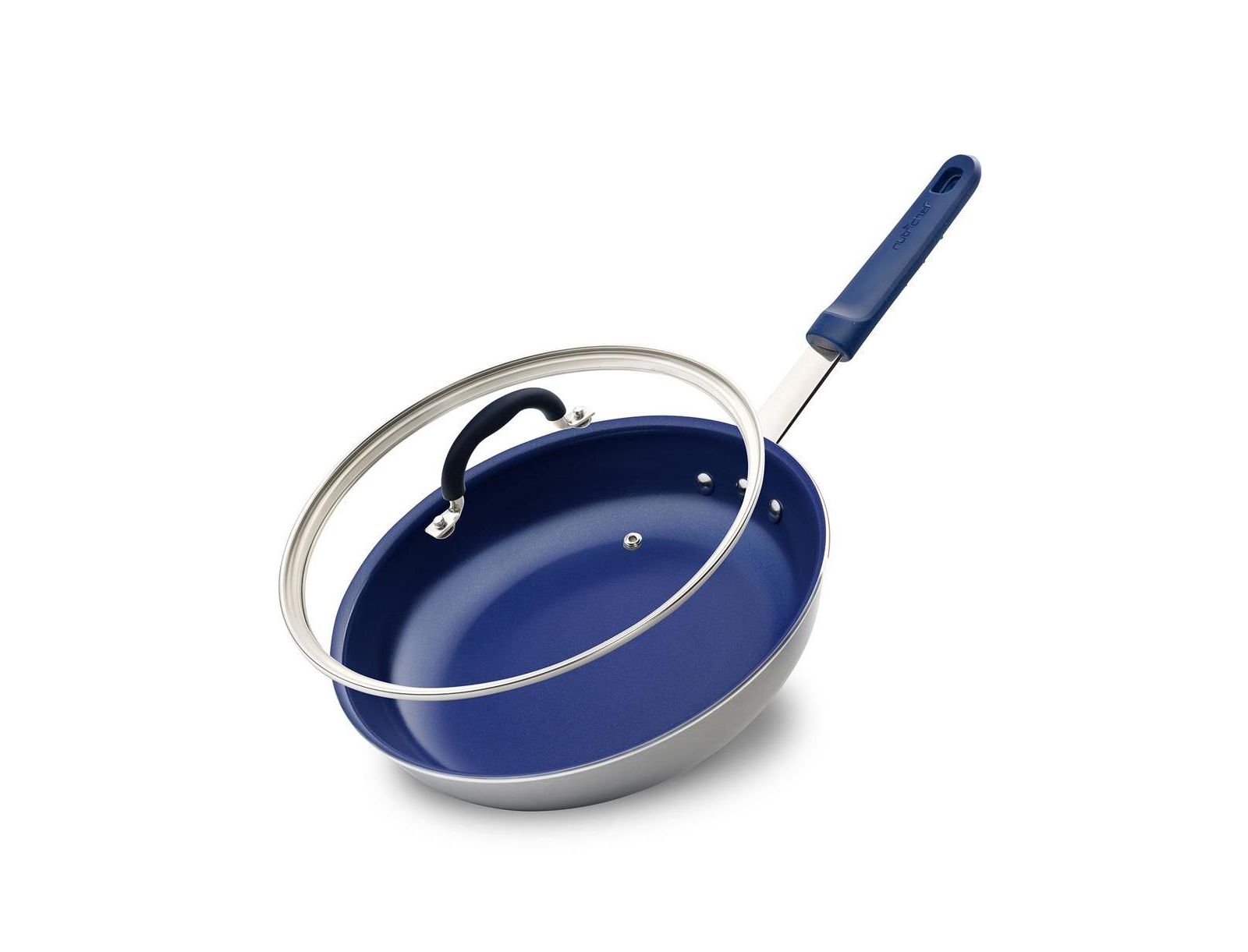NutriChef Ceramic Nonstick 12" Fry Pan with Lid and Silicone Handle