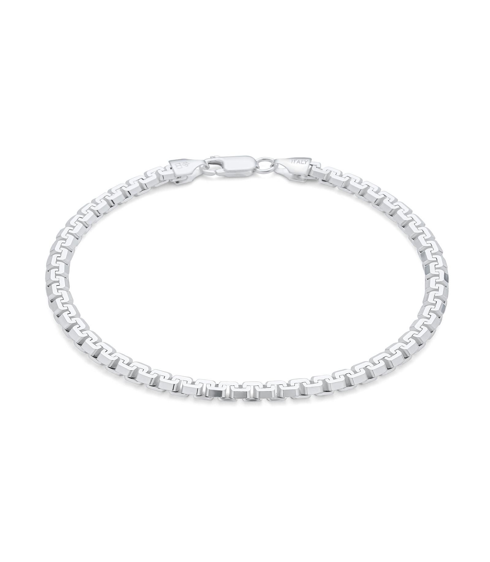 Bling Jewelry Мужской браслет Venetian Box Link из стерлингового серебра.925, тяжелый, 8.5 дюймов