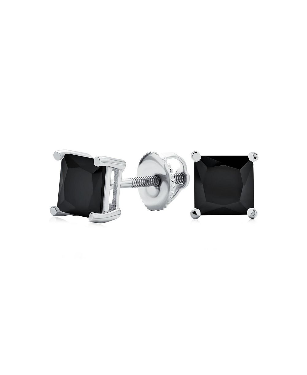 Bling Jewelry серьги-гвоздики с кубическим цирконием, Sterling Silver, Black