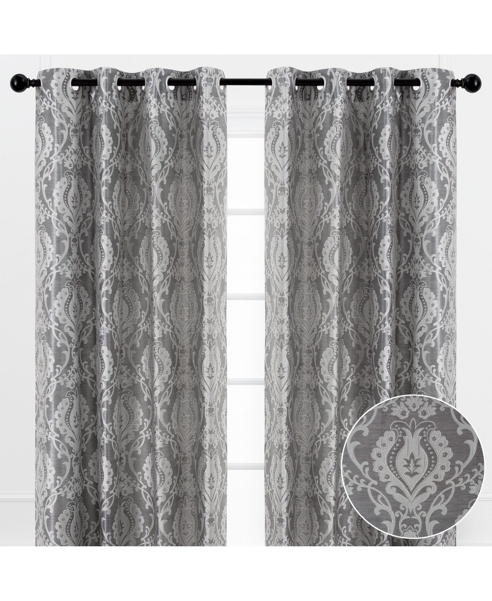 Шторы Chanasya Premium Damask с люверсами, комплект из 2 панелей