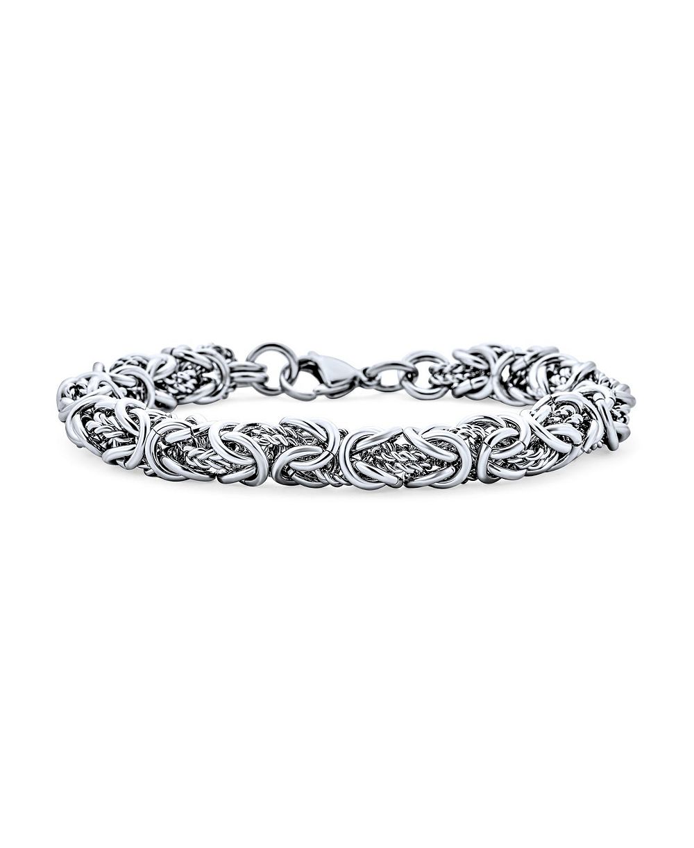 Bling Jewelry Men's Heavy Thick Byzantine Chain Link Bracelet Stainless Steel 8.5 Inch