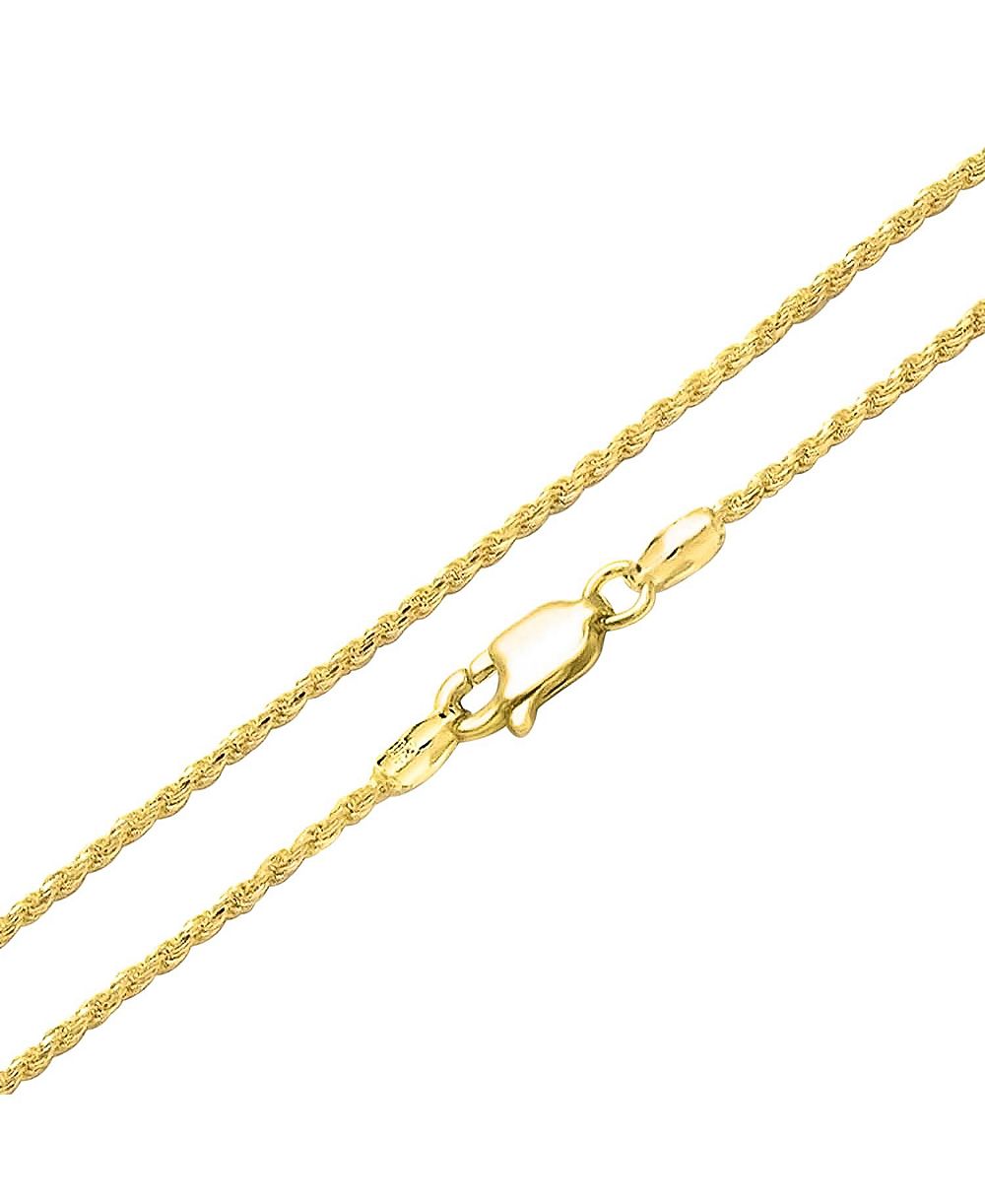 Цепочка Bling Jewelry 2MM 040 Gauge Gold Plated Sterling Silver Rope Link