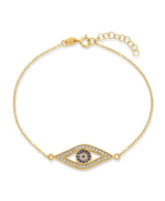 Bling Jewelry Spiritual Evil Eye CZ Charm Bracelet Rose Gold Plated .925 Sterling Silver