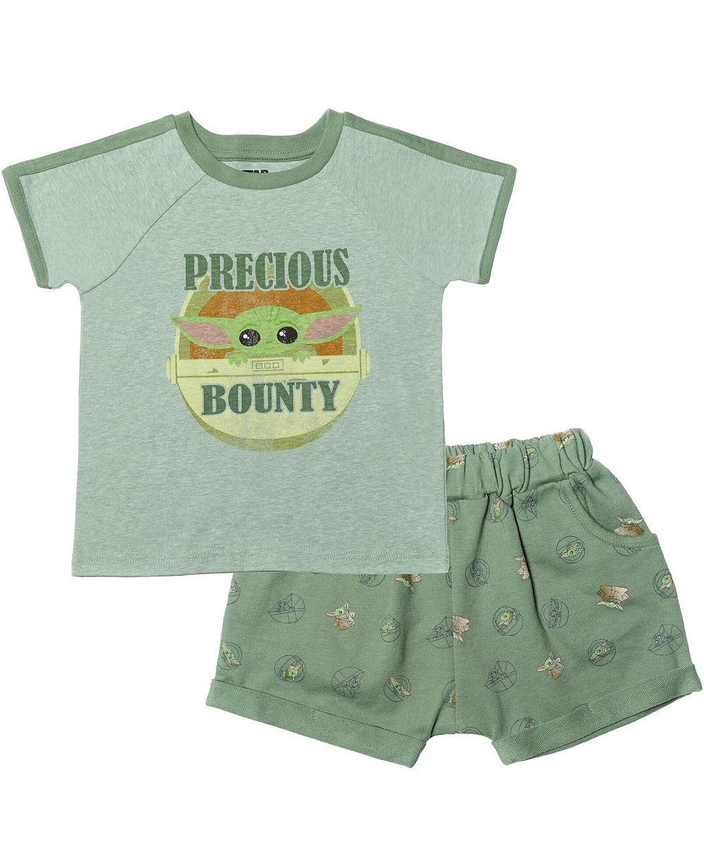 Star Wars Toddler Boys The Mandalorian 2T -5T T-Shirt and French Terry Shorts Outfit Set