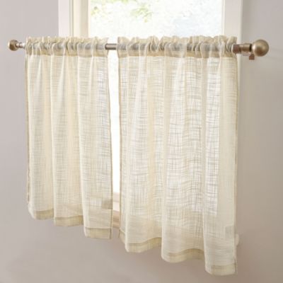 Короткие занавески HLC.me Linda Faux Linen Textured Semi Sheer для маленьких окон, кухни и ванной, комплект из 2 шт