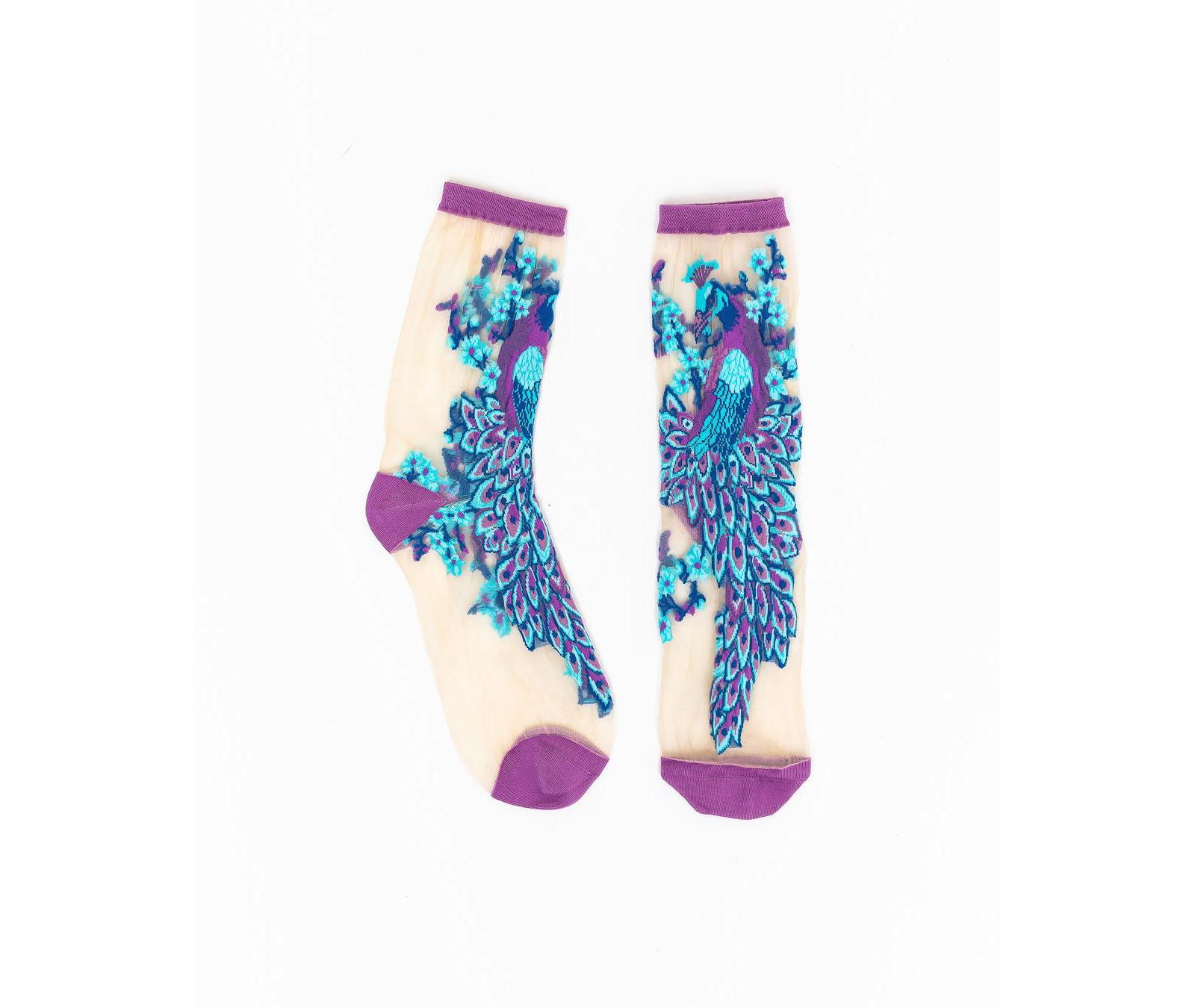 Sock Candy Women's Aquamarine Peacock Sheer Sock