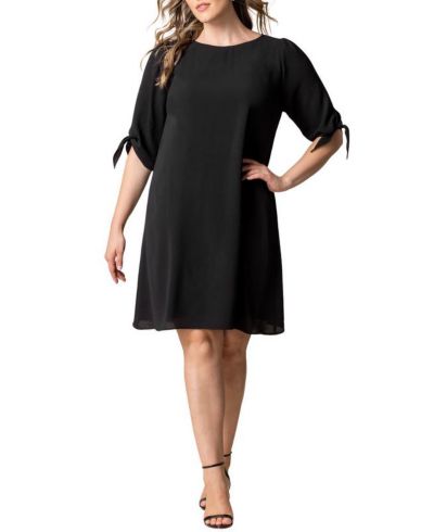 Kiyonna Plus Size Manhattan Shift Dress with Tie Sleeves