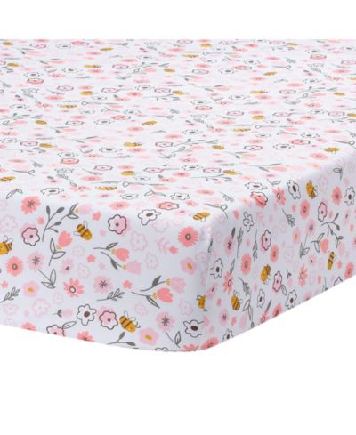 Lambs & Ivy Lambs and Ivy Little Garden 100% Cotton Pink Floral Fitted Crib/Toddler Sheet