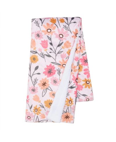 Lambs & Ivy Детское мягкое флисовое одеяло Pink Floral