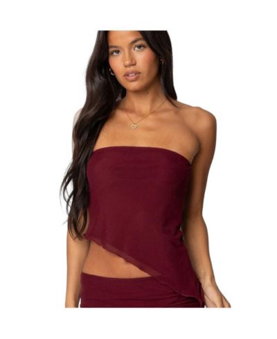 Edikted Women's Vivi Mesh Asymmetric Tube Top