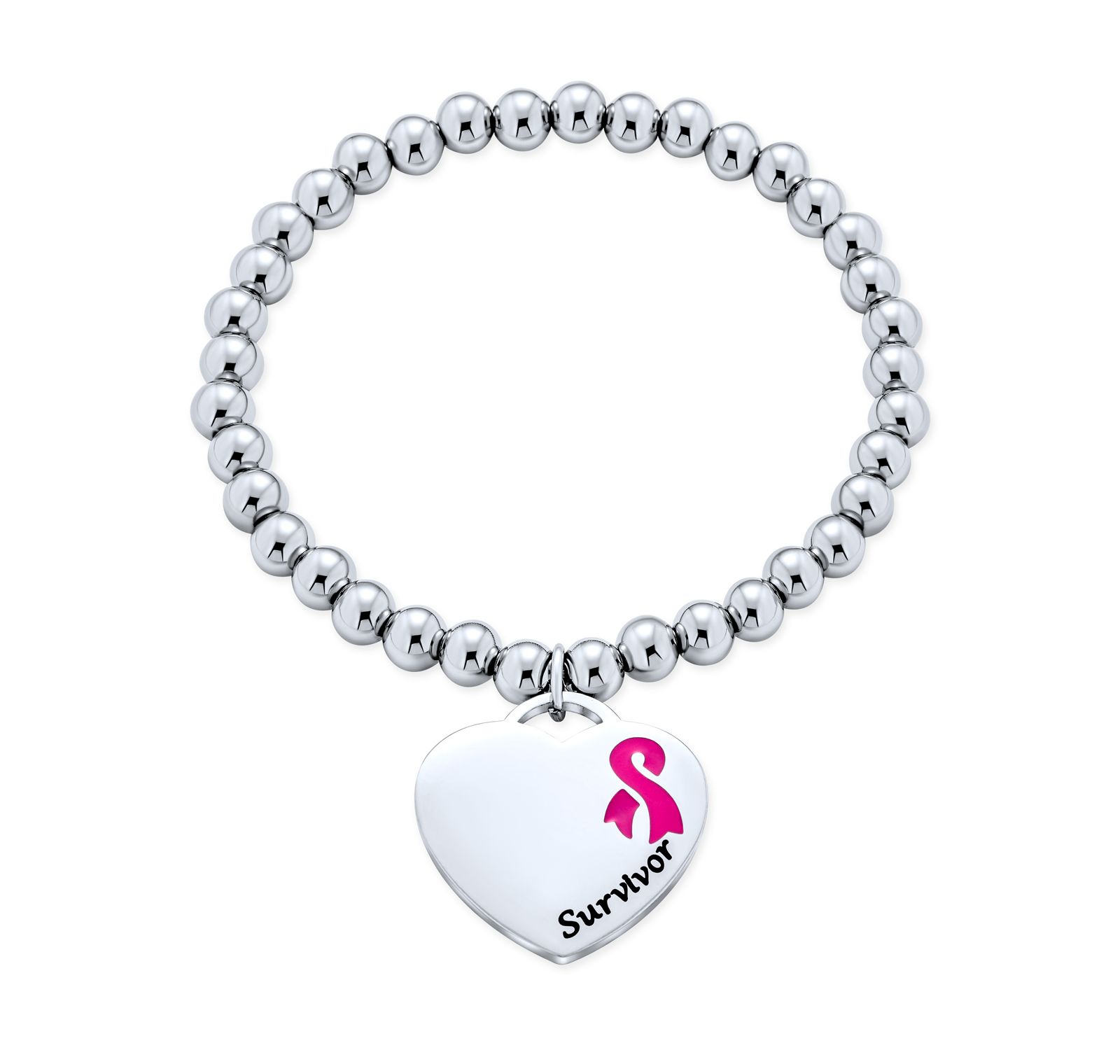 Bling Jewelry Браслет Blood Thinner Pink Ribbon Medical ID с подвеской Heart Charm Silver