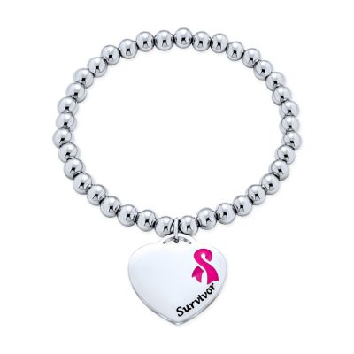 Bling Jewelry Браслет Blood Thinner Pink Ribbon Medical ID с подвеской Heart Charm Silver