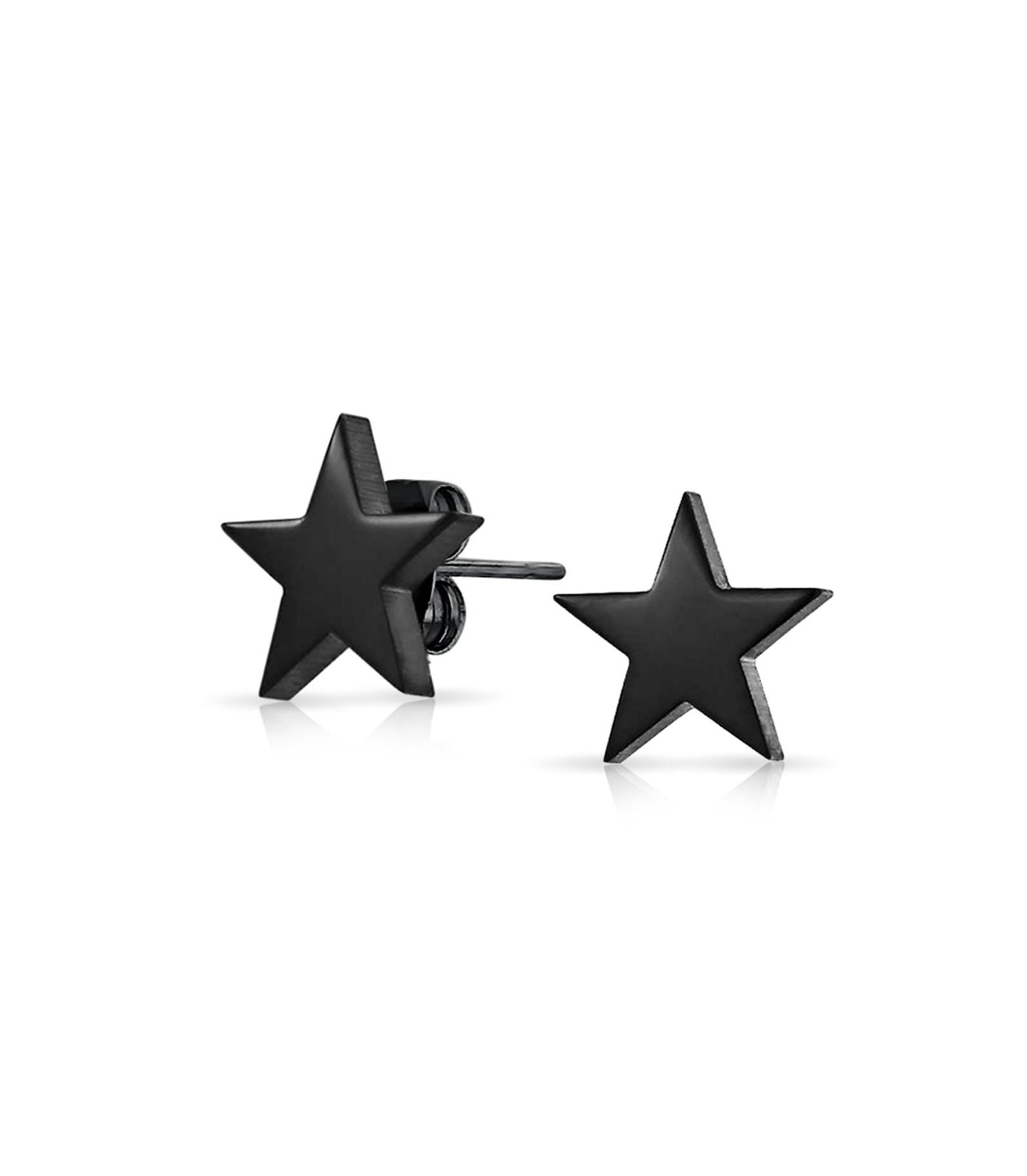 Серьги-гвоздики Bling Jewelry Patriotic Celestial Rock-Star Super Stars Black and Stainless Steel