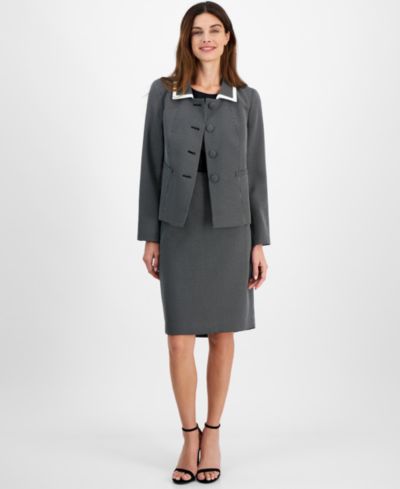 Женский твидовый костюм Le Suit Seamed Birdseye 2 Piece Skirt Suit