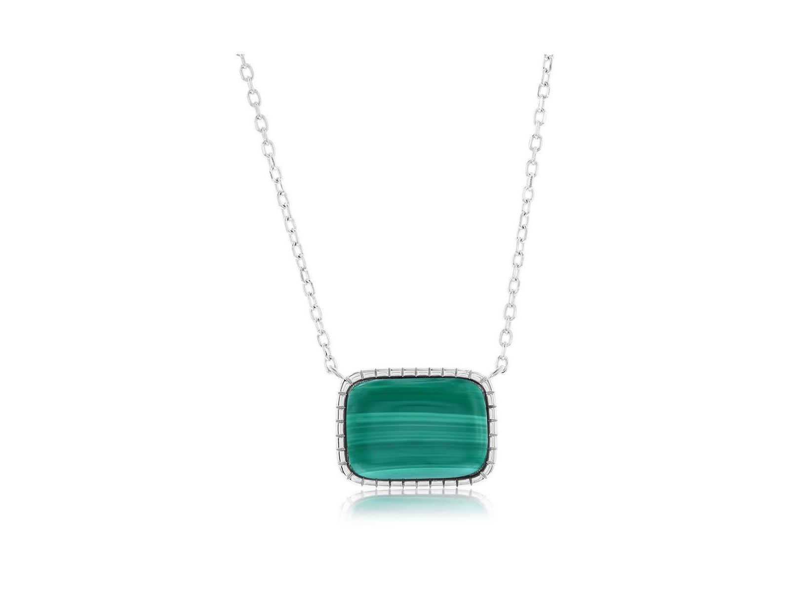 Sterling Rectangle, Designed Outline Necklace (Available in Lapis, Malachite or Kyanite)