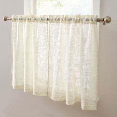 Короткая занавеска HLC.ME Linda Faux Linen Textured Semi Sheer Rod Pocket