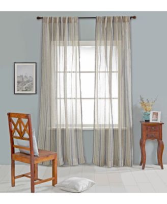 Bay Stripe Linen  Sheer Curtain Panel - Rod Pocket and Hidden Back Tabs