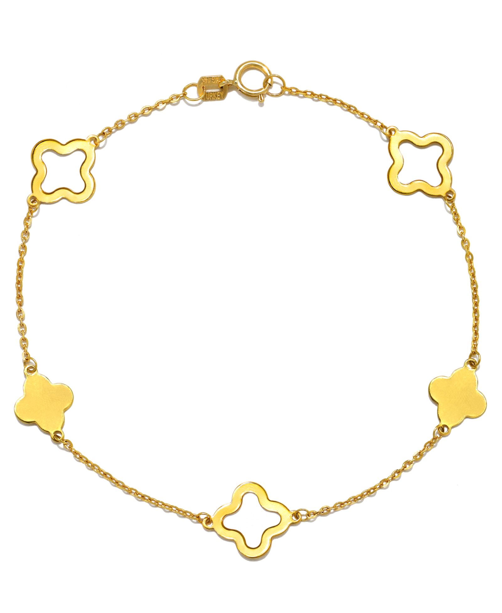 Браслет Solid & Silhouette Alternating Clover Station Link, 14k Gold