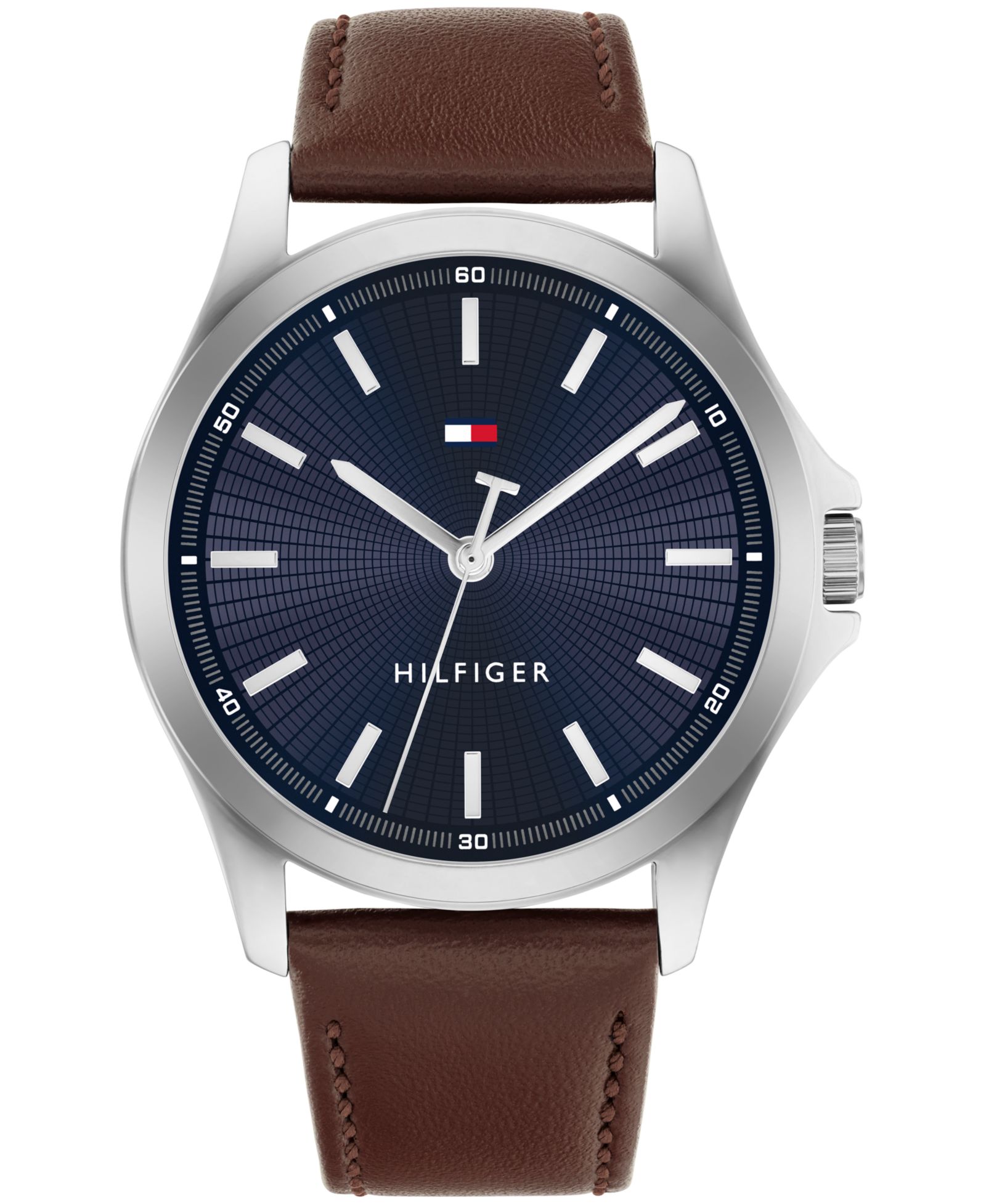 Tommy Hilfiger Men's Quartz Brown Leather Strap Watch 42mm