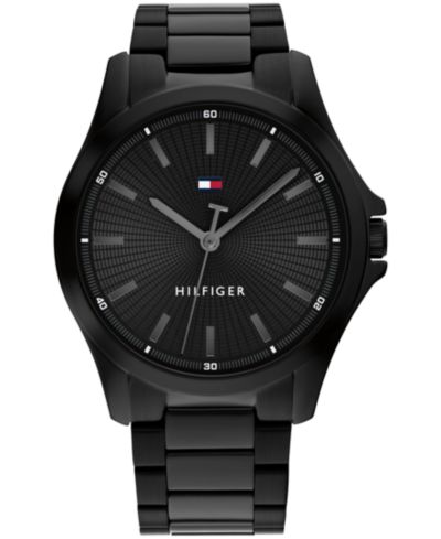 Tommy Hilfiger Мужские кварцевые часы с черным стальным браслетом с ионным напылением, 42mm