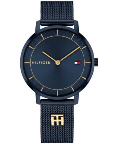 Женские часы Tommy Hilfiger Quartz Ionic Plated Blue Stainless Steel and Gold-Tone Steel Mesh, 35mm