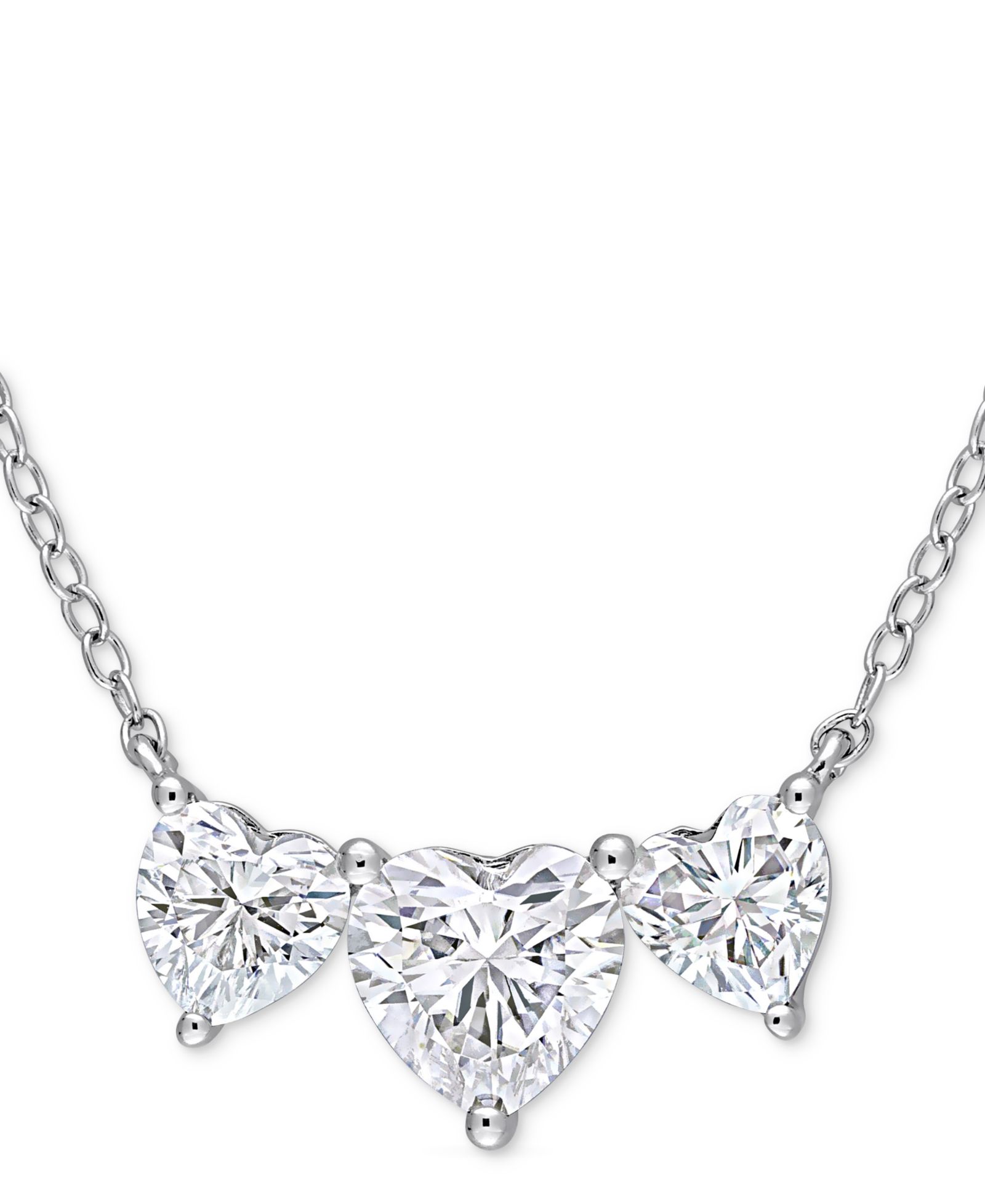Moissanite Triple Heart 17" подвеска-ожерелье (2 ct. t.w.) из стерлингового серебра Macy's