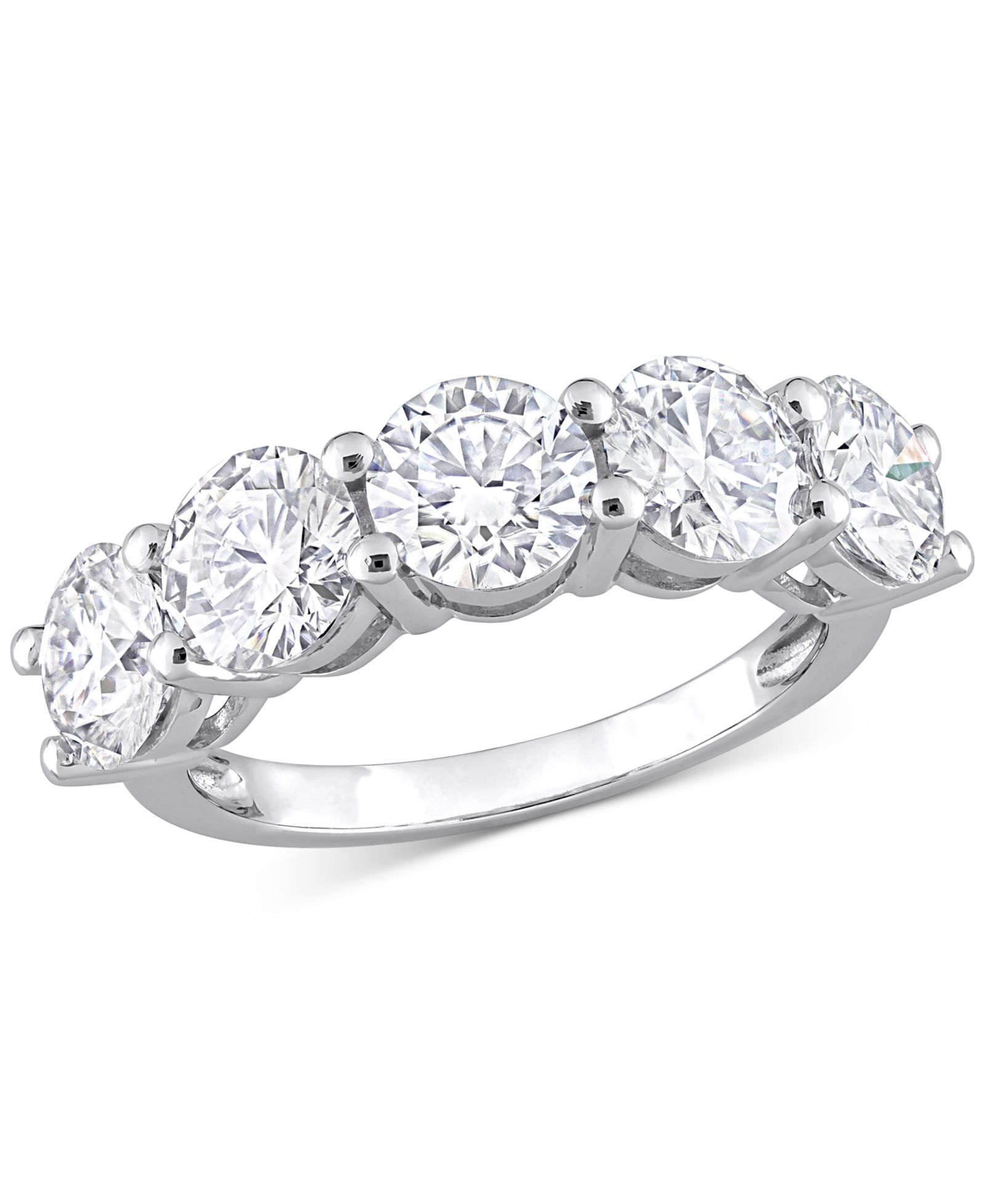 Кольцо с пятью камнями Moissanite Anniversary в белом золоте 10k