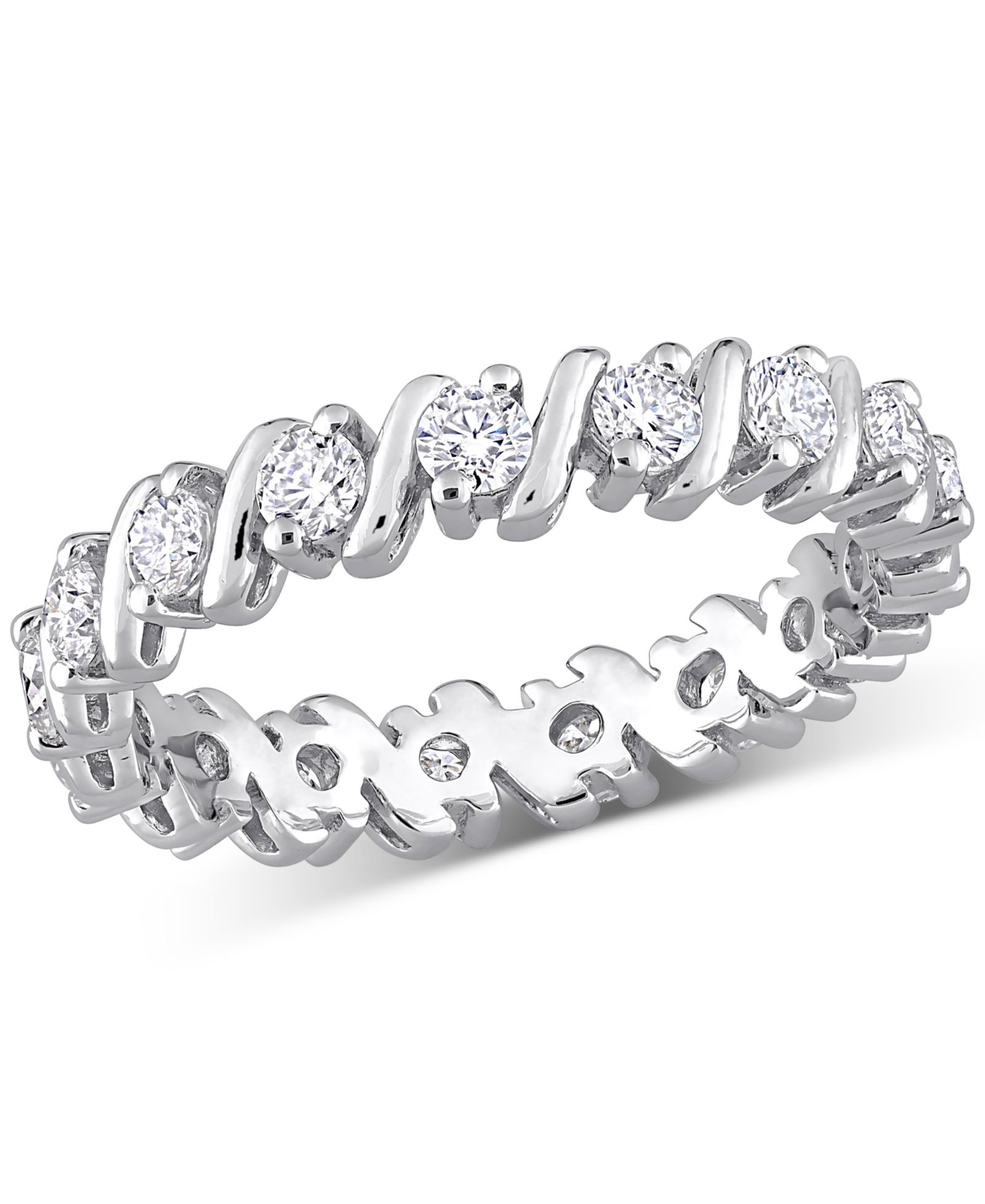 Полированное кольцо с муассанитом Eternity Band (1 ct. t.w.) в стерлинговом серебре