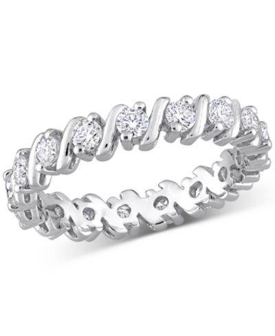 Полированное кольцо с муассанитом Eternity Band (1 ct. t.w.) в стерлинговом серебре