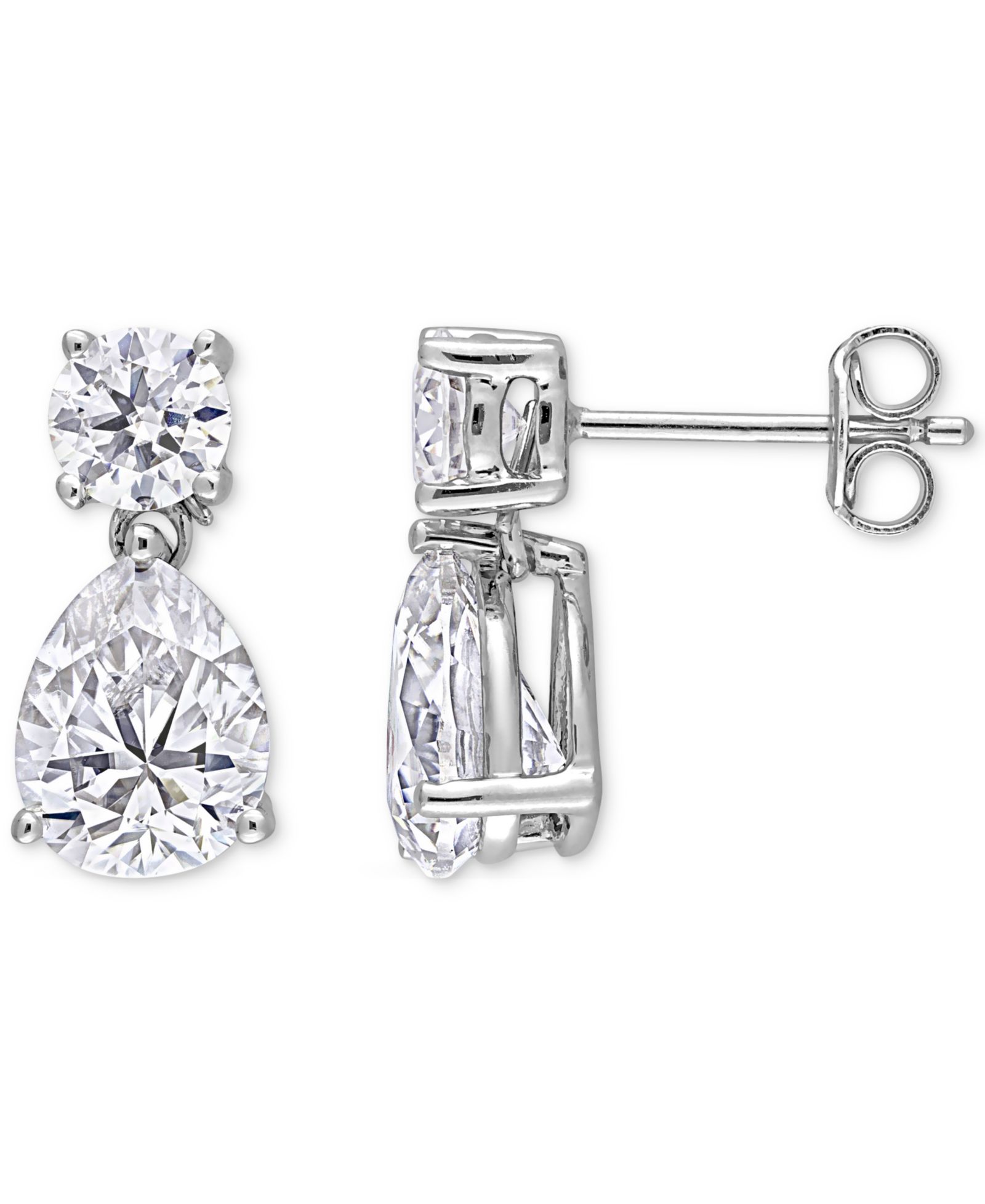 Серьги-подвески Moissanite Pear & Round Drop из стерлингового серебра